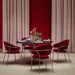 Load image into Gallery viewer, dining-table-with-four-red-dinning-chairs
