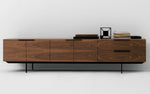 Load image into Gallery viewer, m odere-wooden-Tv-cabinet-on-metal-legs-with-books-on-top
