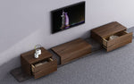 Load image into Gallery viewer, wood-and-marble-moderrn-Tv-cabinet-with-Tv on-the-wall
