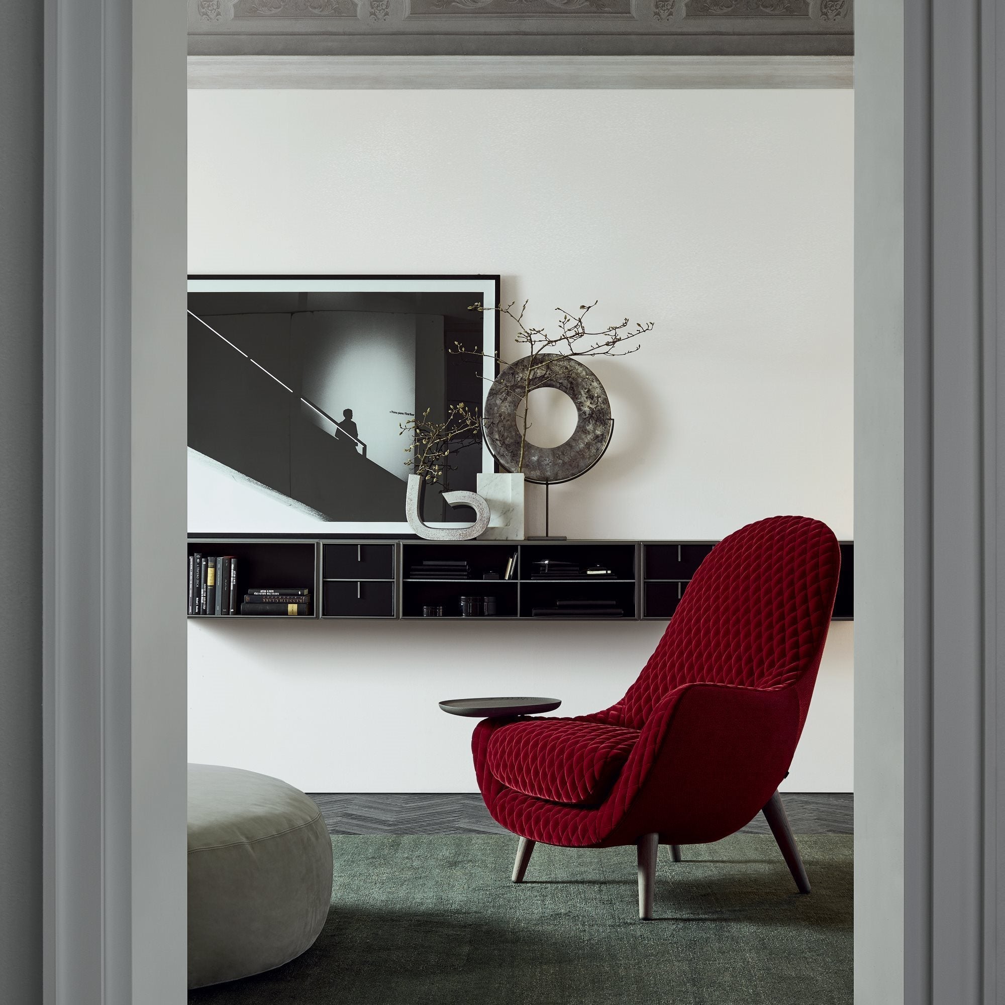 red-modern-armchair-in-modern-room