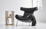 Load image into Gallery viewer, black-designer-armchair-with-blanket
