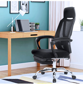 Ergonomic office chair by office desk