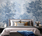 Load image into Gallery viewer, CUSTOM MURAL WALLPAPER TREES BLUE
